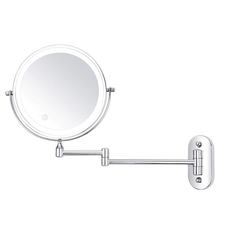 Specchio Ingranditore Ricaricabile LED Argento Cromato di Lunicca