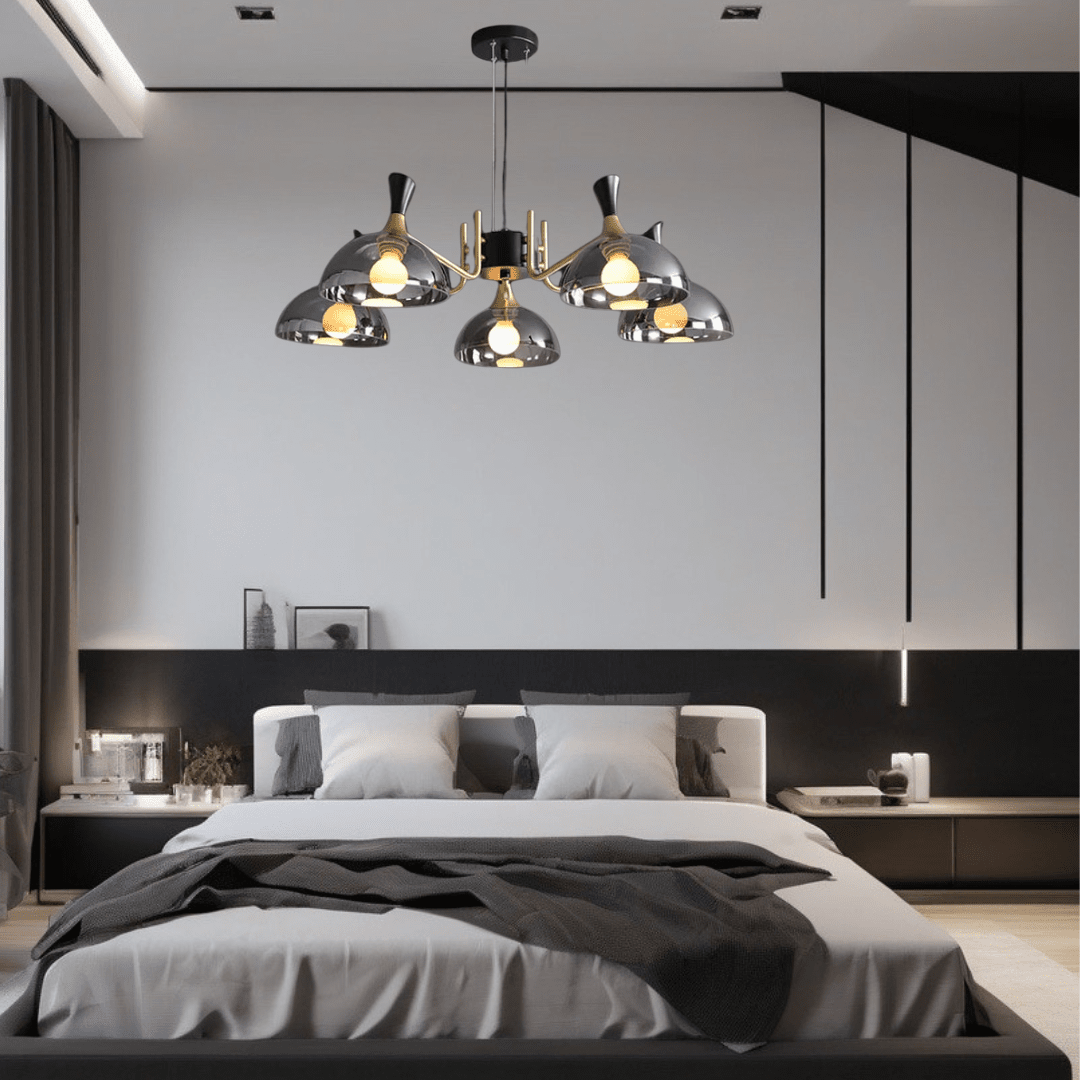 Lucentus | LED-Kronleuchter aus schwarzem Glas