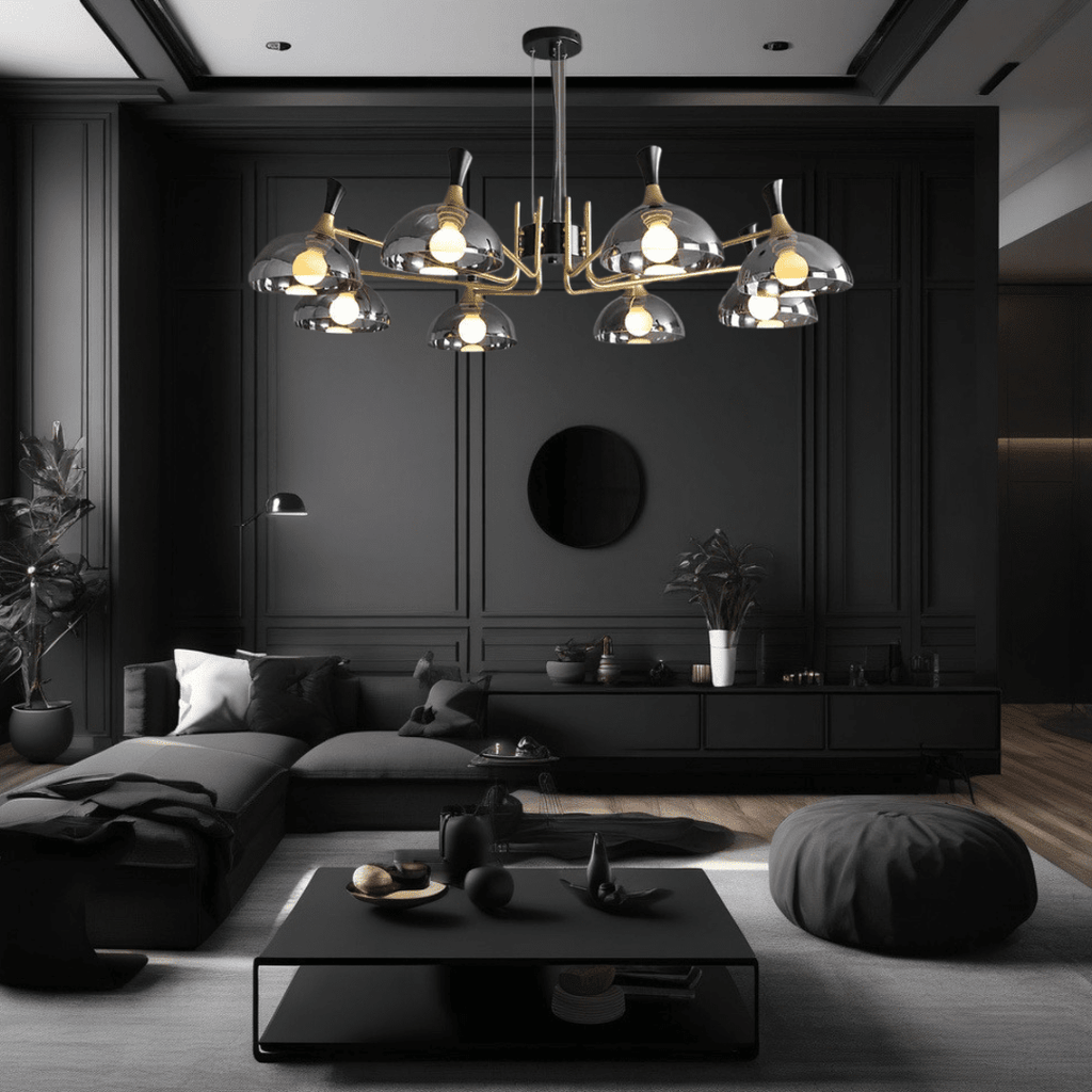 Lucentus | LED-Kronleuchter aus schwarzem Glas