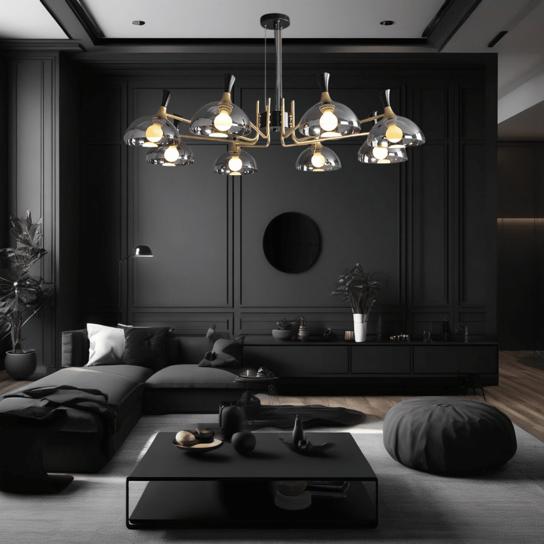 Lucentus | LED-Kronleuchter aus schwarzem Glas