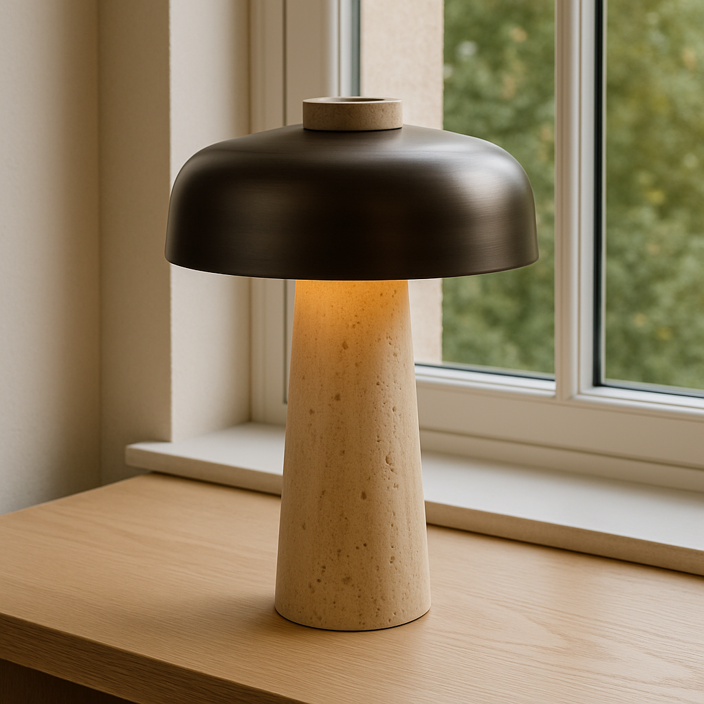 Mushroom Table Lamp With Stone Base, Modern Decorative Light