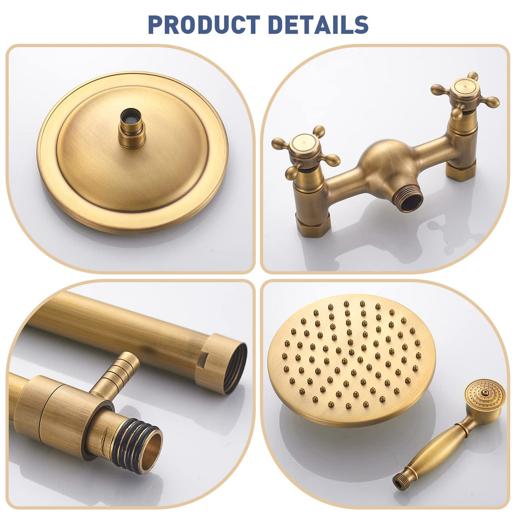 Loxley Vintage Bronze Adjustable Wall Mounted Brass Shower Kit | Petprovac