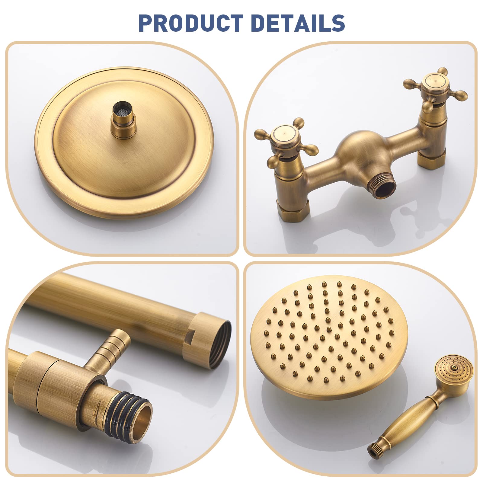 Loxley Vintage Bronze Adjustable Wall Mounted Brass Shower Kit | Petprovac