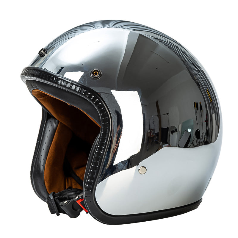 AstraVelo Silber 3/4 Helm DOT und ECE zertifiziert Retro
