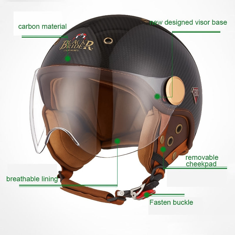 Cască Ultra-ușoară din Fibră de Carbon pentru Motocicletă cu Certificare CE