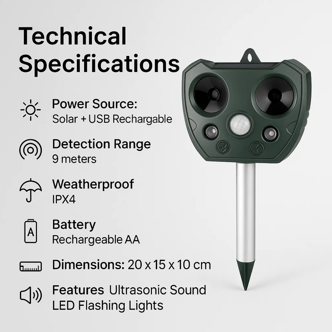 Penolak Burung dan Perosak Ultrasonik SolPro Suria Tahan Cuaca