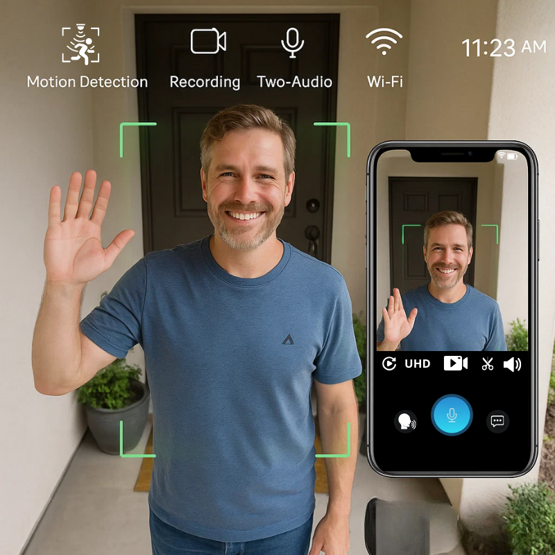 NovaGuard Pintu Loceng Video HD Tanpa Wayar 1080P Penglihatan Siang Malam Tiada Yuran Bulanan