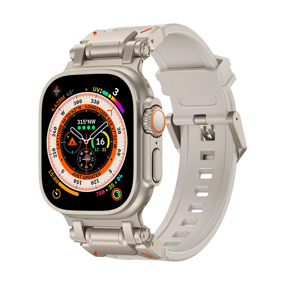 Meron titanium-hoved silikonearmbånd til Apple Watch | Petprovac