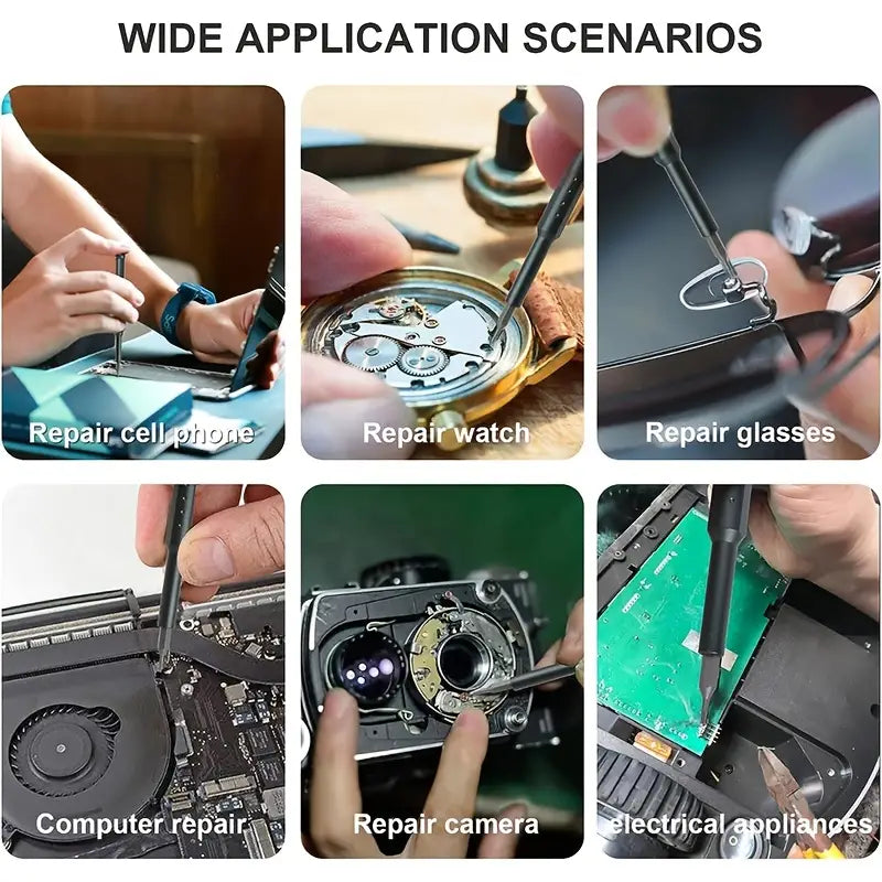 Bærbart 46-i-1 presisjons skrutrekkersett med trykkutløser