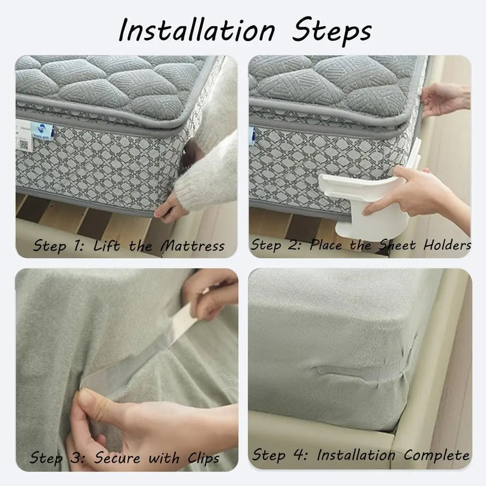 4-Piece Bed Sheet Holder Set For All Mattress Sizes With A Secure Hold That Keeps Sheets In Place