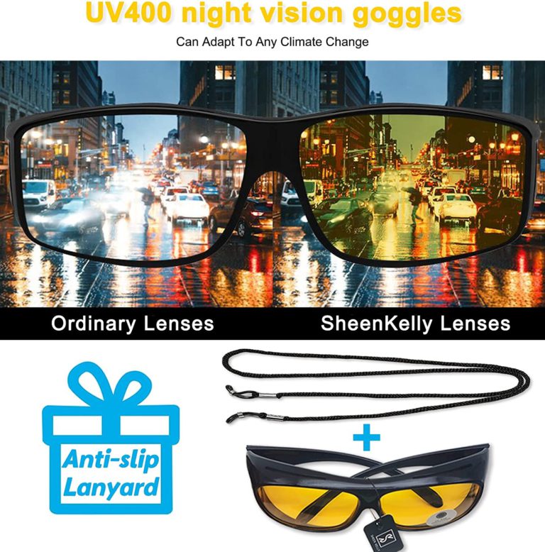 משקפי ראיית לילה LuminaGuard לנהיגה עם עדשות צהובות UV400