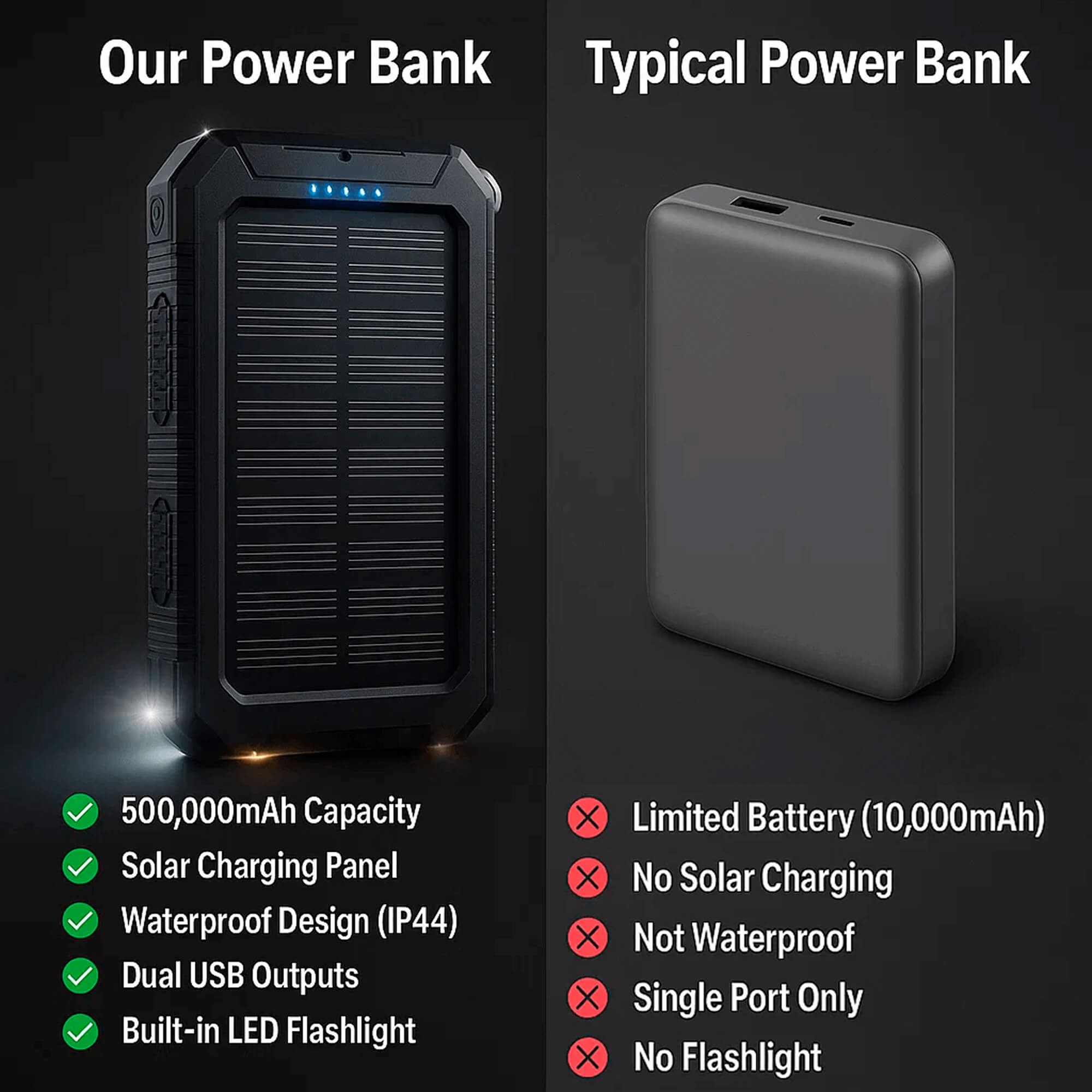 LumaCharge Peak 50000mAh Solarny Wodoodporny Power Bank