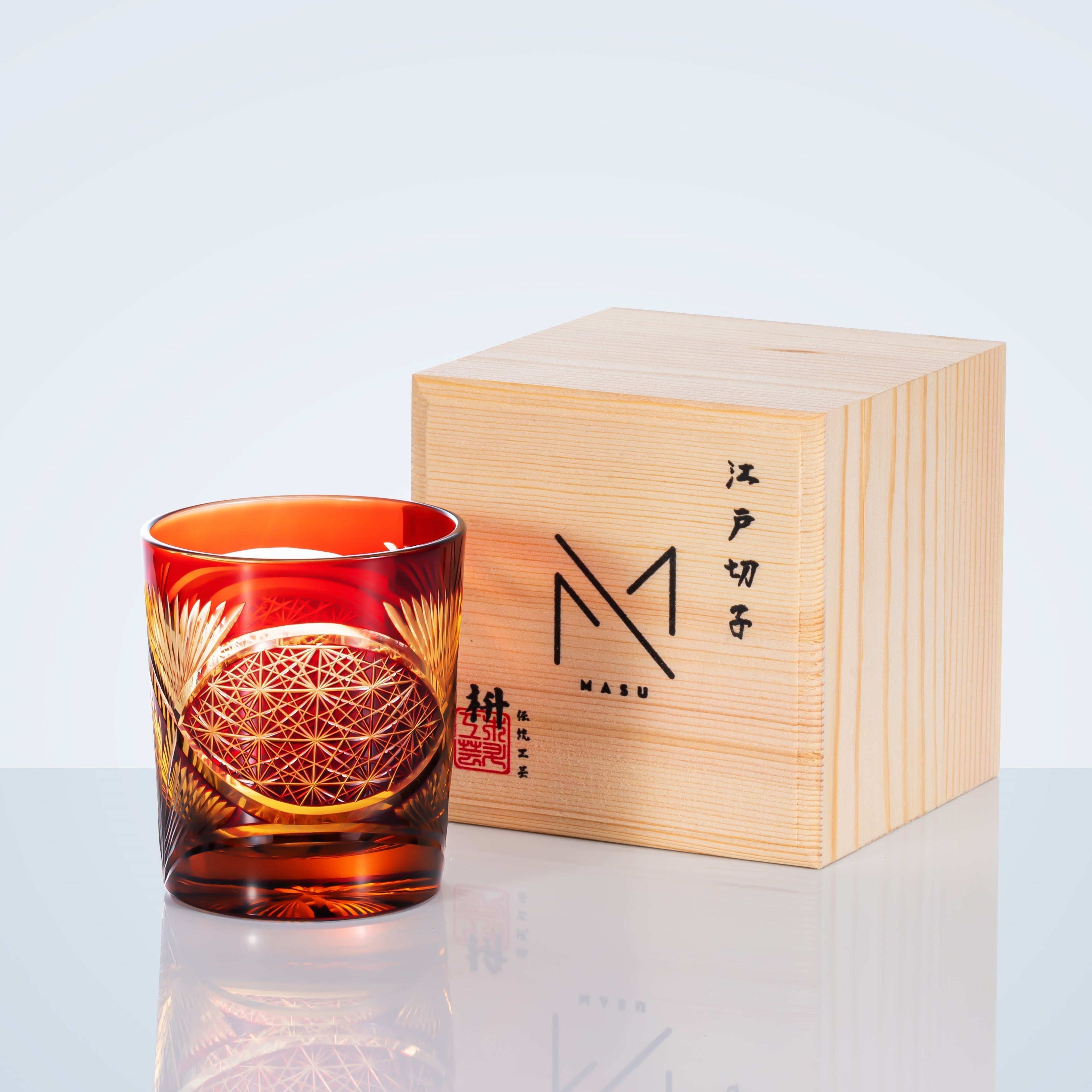 MiyuCraft | Bicchiere da whisky artigianale con piuma di gru con scatola di legno | Petprovac