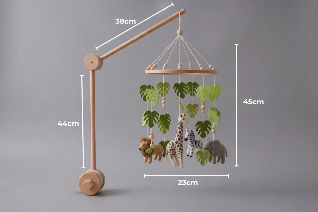 Compact Wooden Baby Mobile And Support Arm Set For Cribs | petprovac