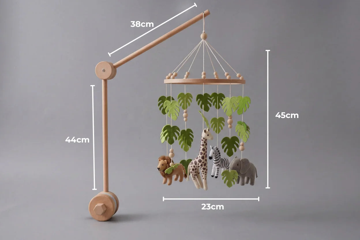 Compact Wooden Baby Mobile And Support Arm Set For Cribs | petprovac