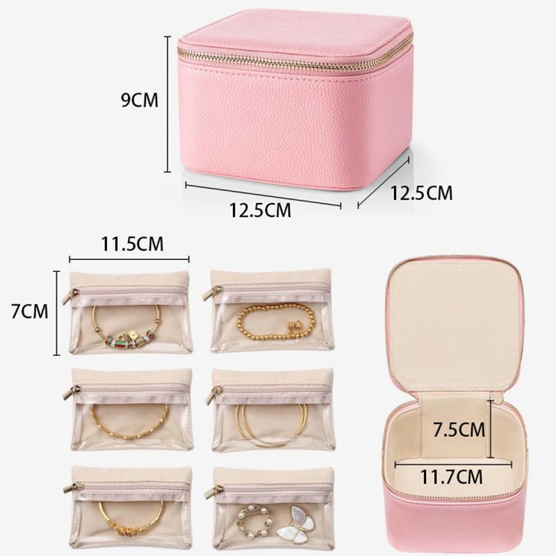 Jewelry box with 12 zipper compartments