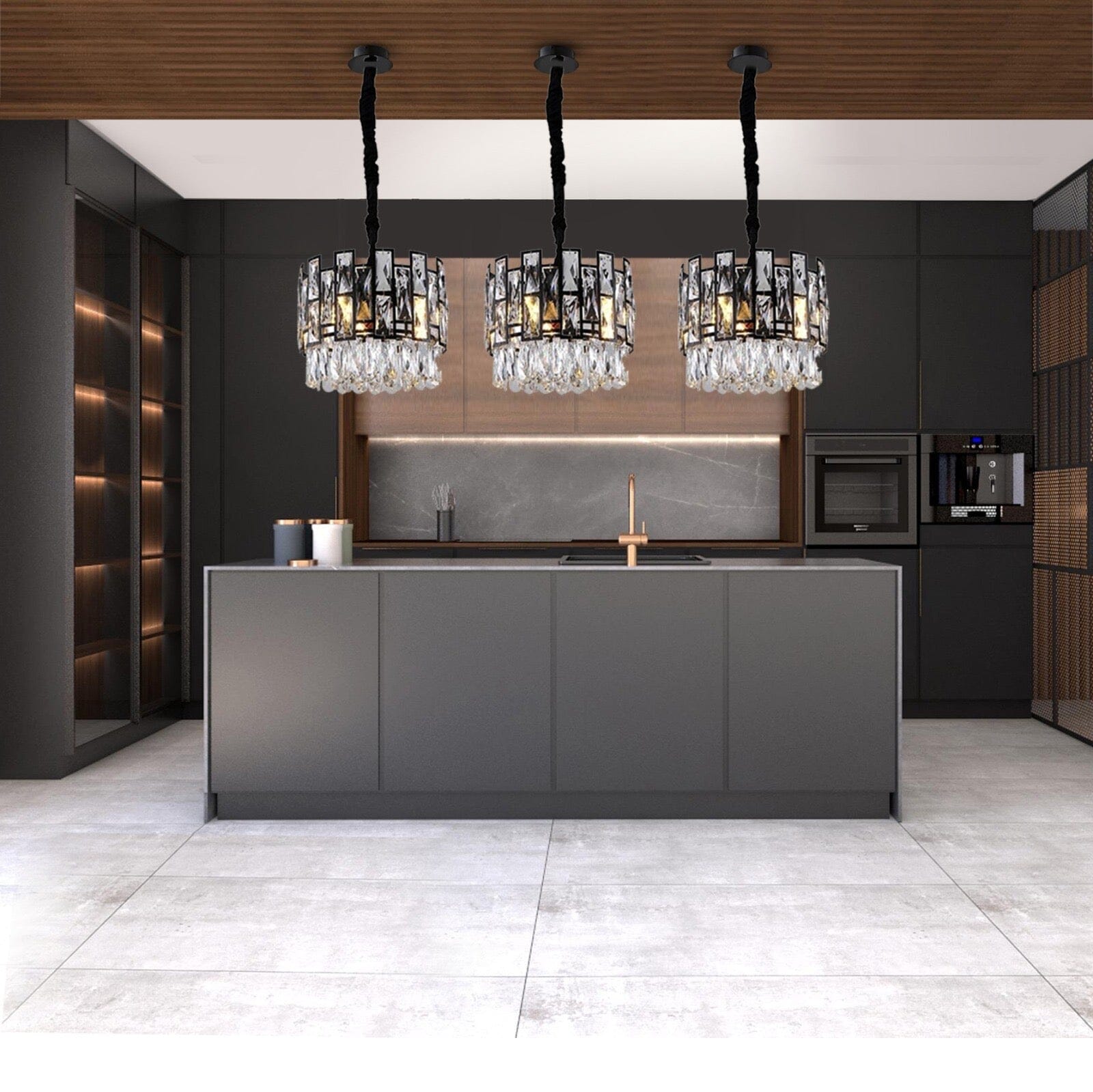 Nova krystalpendel i rustfrit stål med K9-krystaller og LED