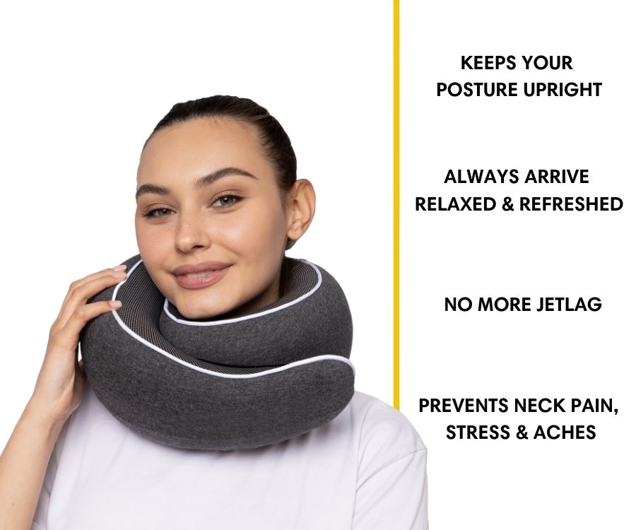 Memory Foam Travel Neck Pillow for Long Flights, Road Trips and Everyday Commutes