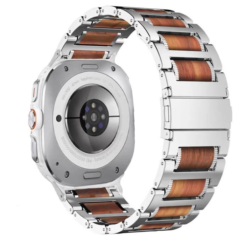 Aveline naturligt rødt sandeltræ og metal urrem kompatibel med Samsung Watch Ultra