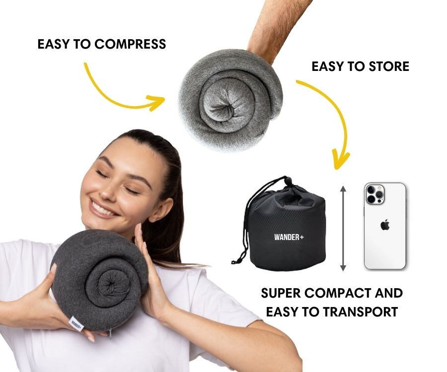 Memory Foam Travel Neck Pillow for Long Flights, Road Trips and Everyday Commutes