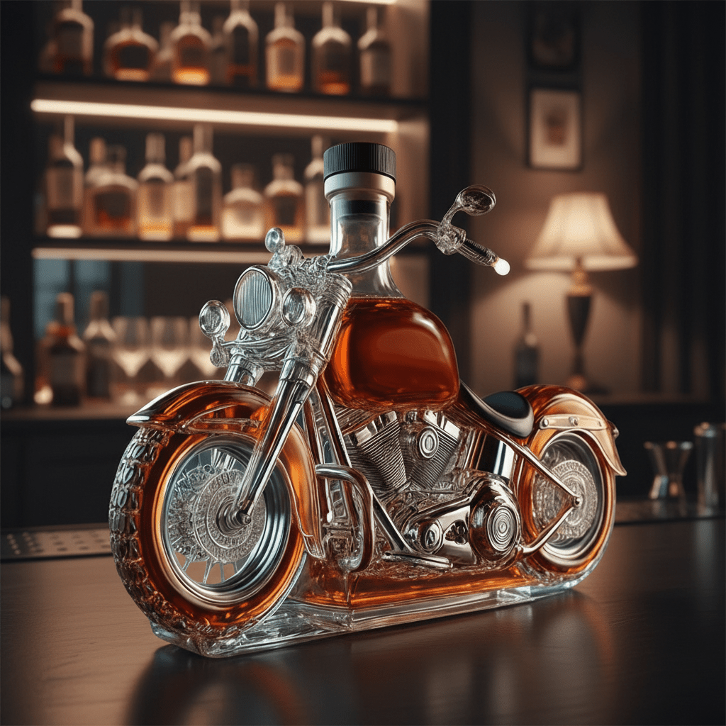 V-Twin Motorcycle Crafted Whiskey Decanter For Home Bar