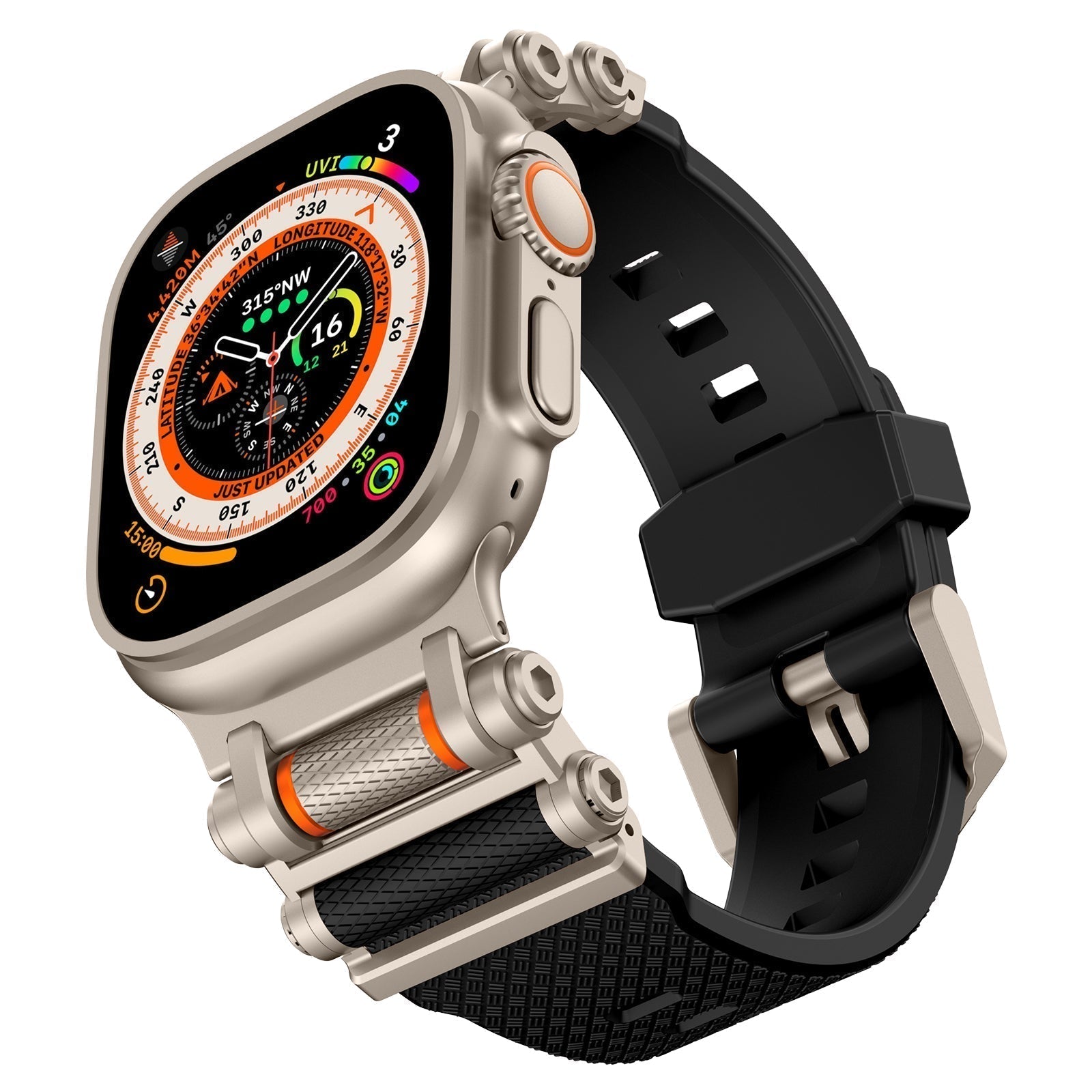 Vellora FKM Rubber Wheel Pattern Strap For Apple Watch