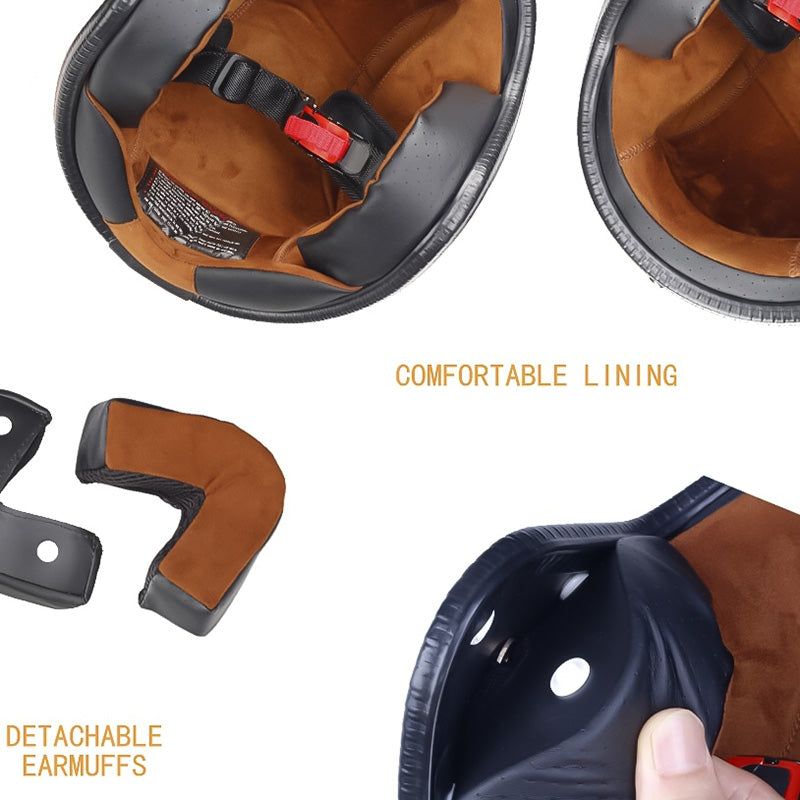 AstraVelo Silber 3/4 Helm DOT und ECE zertifiziert Retro