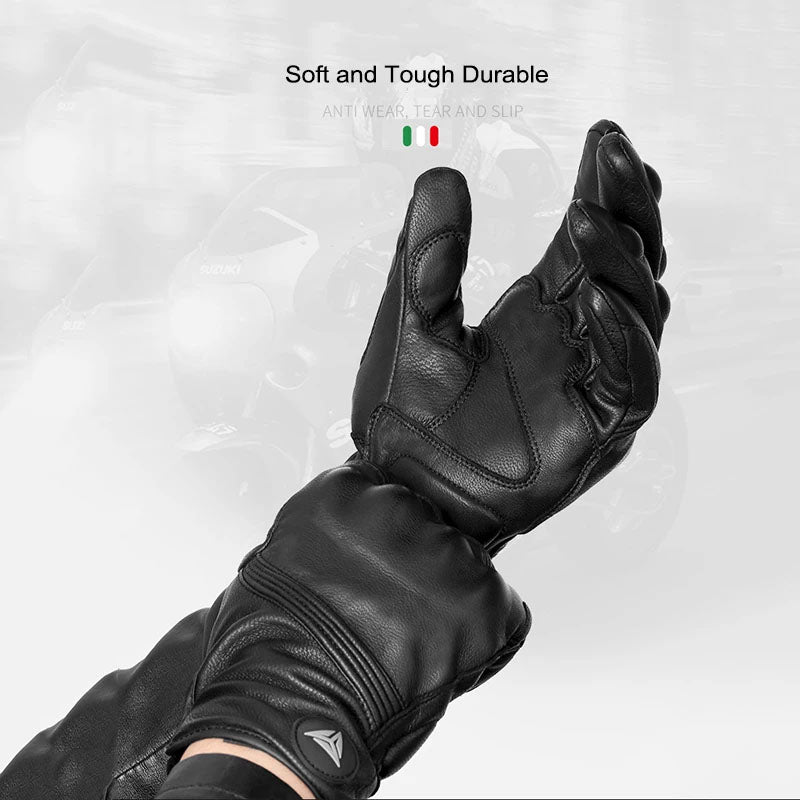 Guantes de cuero para motocicleta VeloGuard, compatibles con pantalla táctil, cálidos y duraderos | Petprovac
