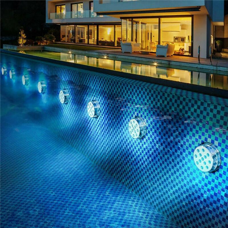 Lumină LED controlată de la distanță pentru piscine, cu ventuză magnetică impermeabilă pentru utilizare în aer liber