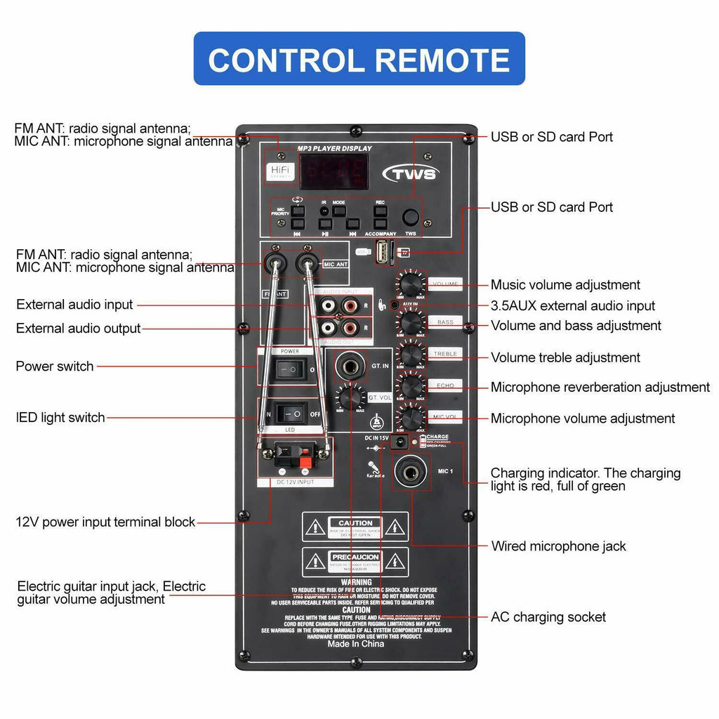 VibeMax Bærbart Karaokeanlæg med Hjul og Trådløs Forbindelse