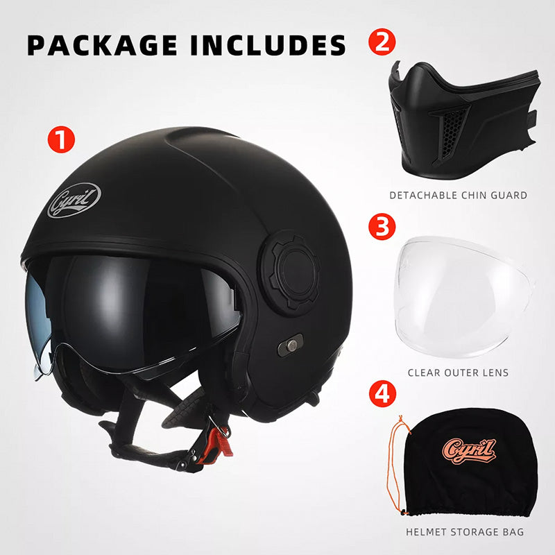 Vintage Twin Lens Modular Helmet DOT ECE Certified For Riders Breathable