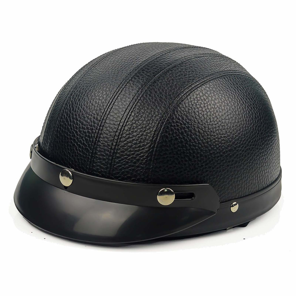 Topi Keledar Separuh Berkilat Vintage Penunggang Harley Dengan Gesper Lepas Pantas