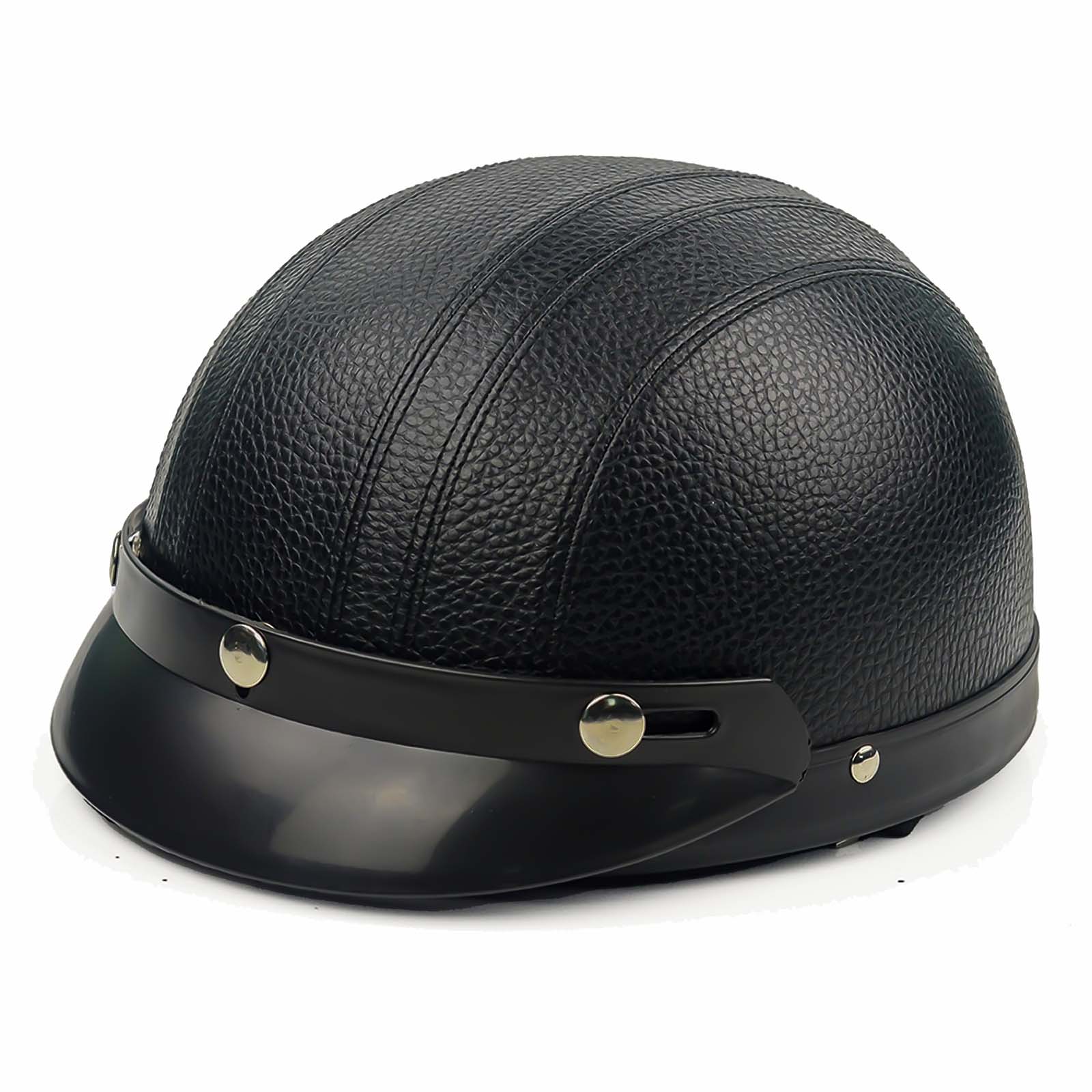Topi Keledar Separuh Berkilat Vintage Penunggang Harley Dengan Gesper Lepas Pantas