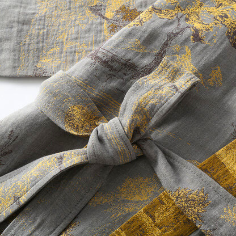 Kimono da Soggiorno in Cotone Puro Eleganza Rustica per Donna