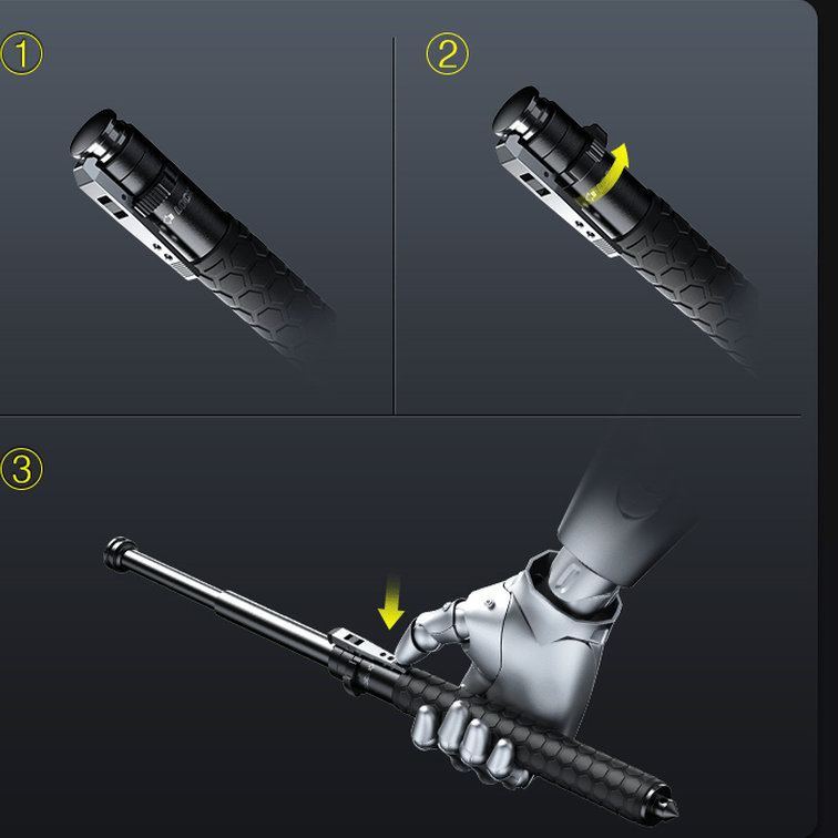 Automatic Self-Defense Walking Stick With Anti-Slip Grip