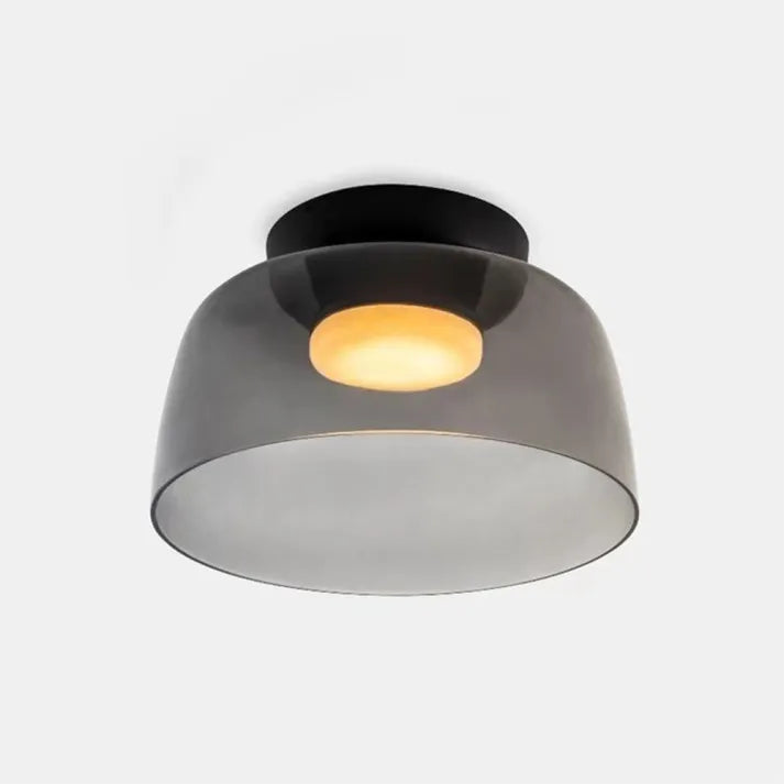 Lampada da soffitto Lumenweave Nordic con paralume in vetro artigianale