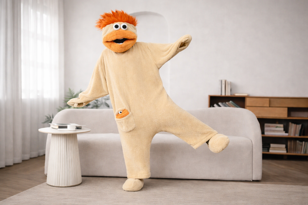 Monster Onesie Pajama Set With Oversized Comb And Matching Slippers