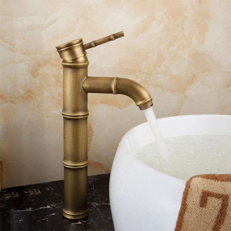 Farmhouse Brass Bathroom Faucet With Lever Handle Single Hole Sink Faucet