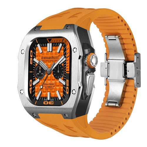 Apple Watch Ultra için Fluor Kauçuk Kayışlı AstraGuard Titanyum Kılıf