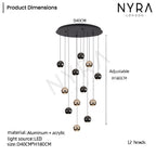 Avella Dråbeformet Glas Lysekrone