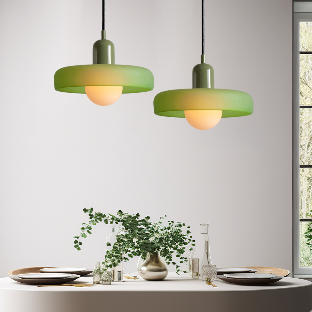 Lámpara colgante de vidrio Liora Bauhaus con ajuste de altura