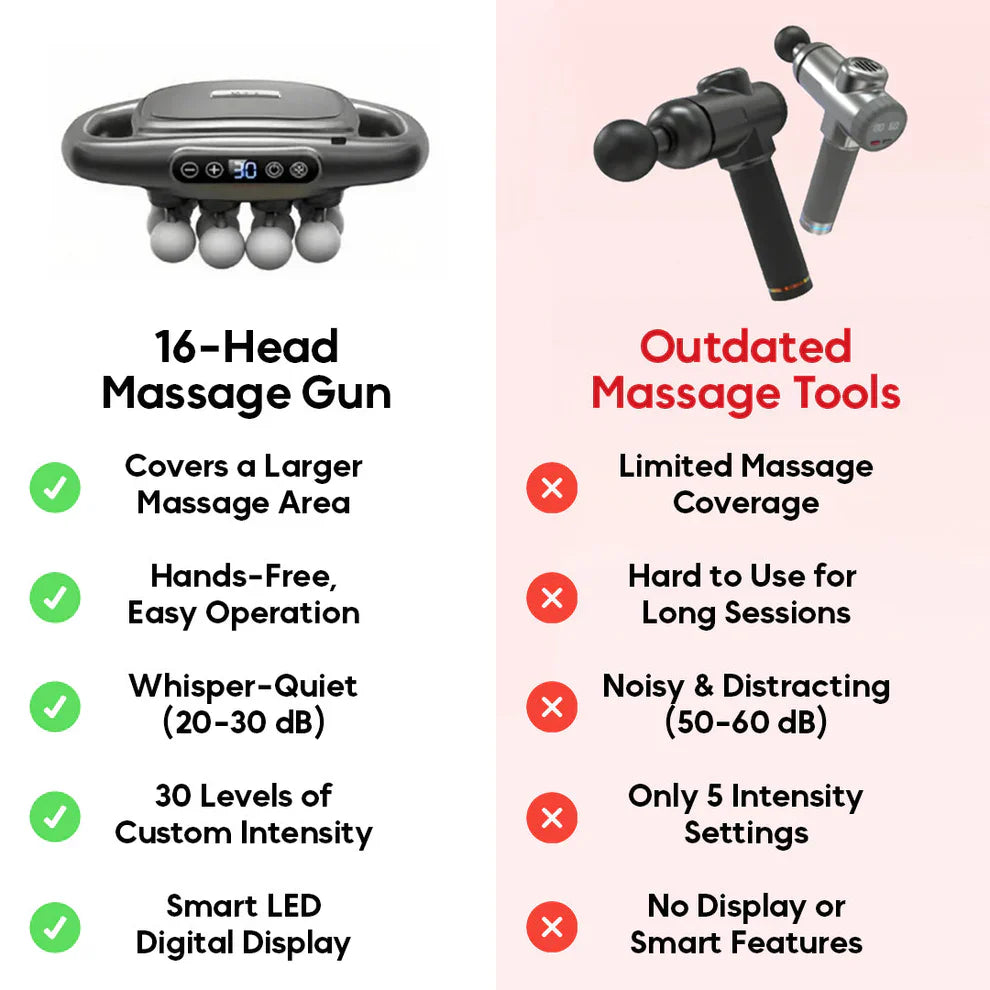 16-Head Smart Massage Device With Deep Tissue Heat Therapy