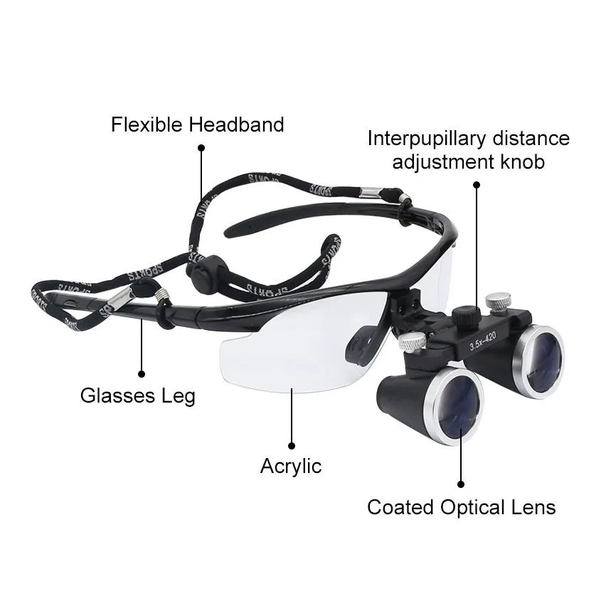 OrionView Tandlægeforstørrelsesglas med LED-lys og kikkertforstørrelse