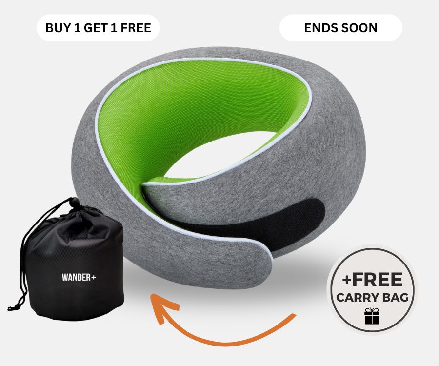 Memory Foam Travel Neck Pillow for Long Flights, Road Trips and Everyday Commutes