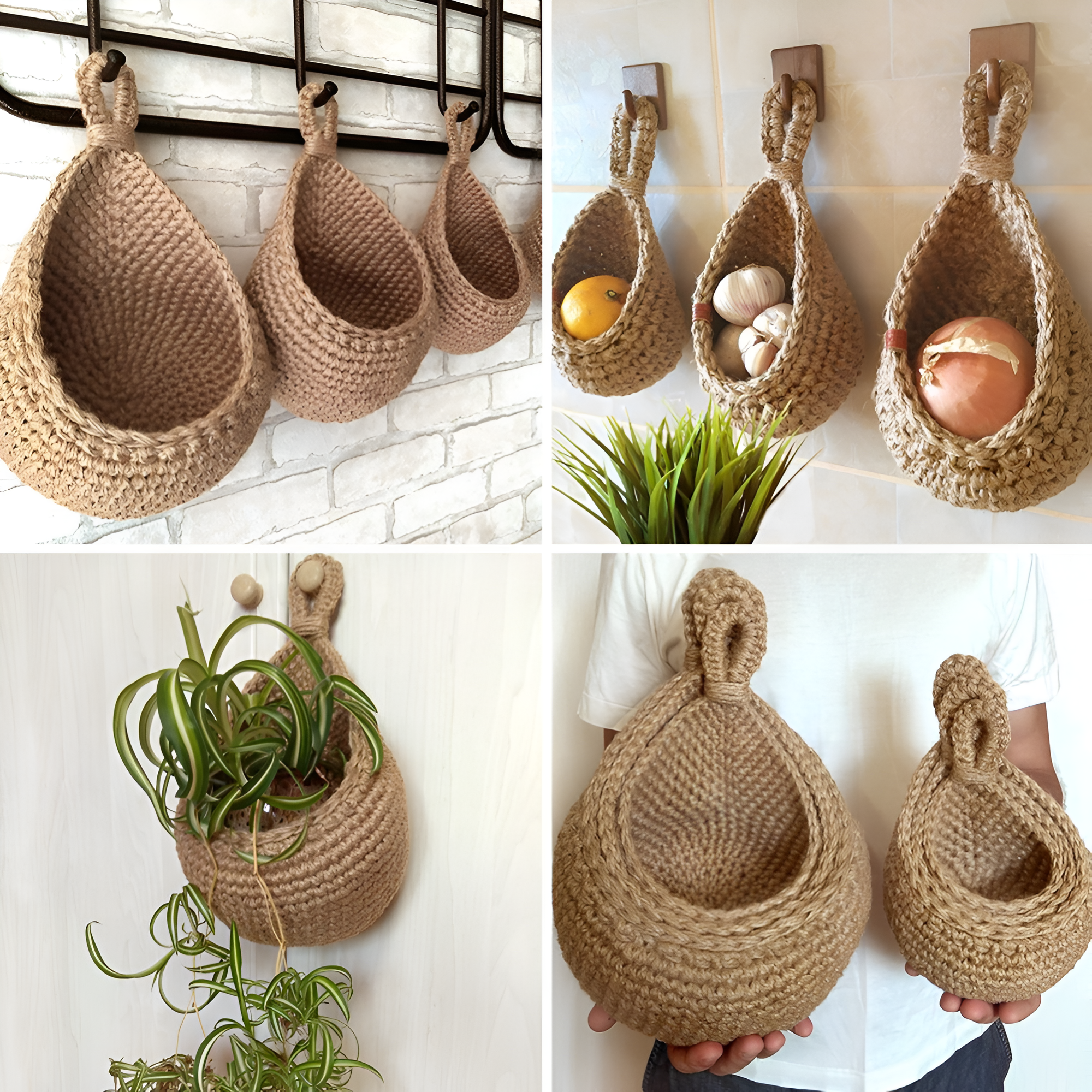 Boho ručně tkaný závěsný koš pro ekologický životní styl a rustikální dekoraci