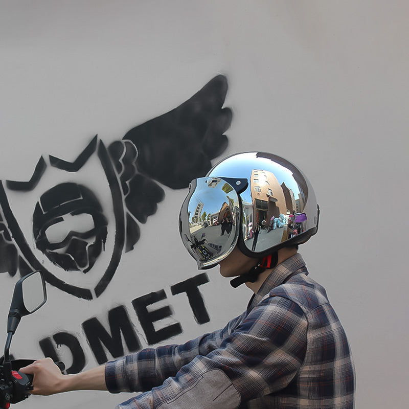 AstraVelo Silber 3/4 Helm DOT und ECE zertifiziert Retro