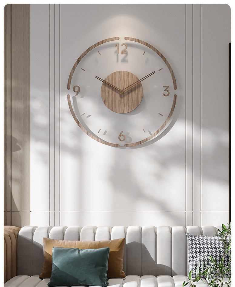 Virelo Real Wood Wall Clock Silent 35 cm Hjemmedekorasjon