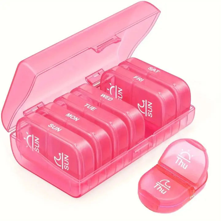 7-Day AM/PM Pill Organizer – Portable Pill Box for Week & Travel
