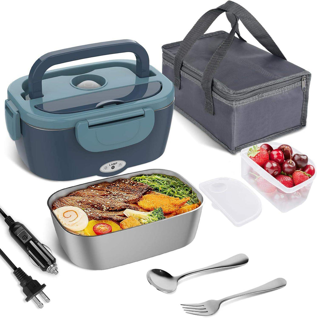 Portable Dual-Compartment Electric Lunch Box With Car and Home Power Plug