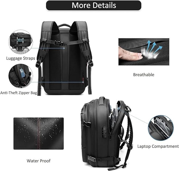 Mochila de viaje expandible AstraVoyage Pro 60L con almacenamiento húmedo y seco
